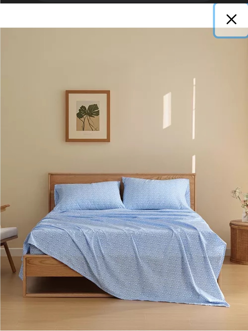 Marimekko Light Blue Microdot Cotton flat Sheet. 
FULL FLAT SHEET ONLY.